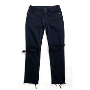 Ernest sewn jeans distressed hem black raw edge